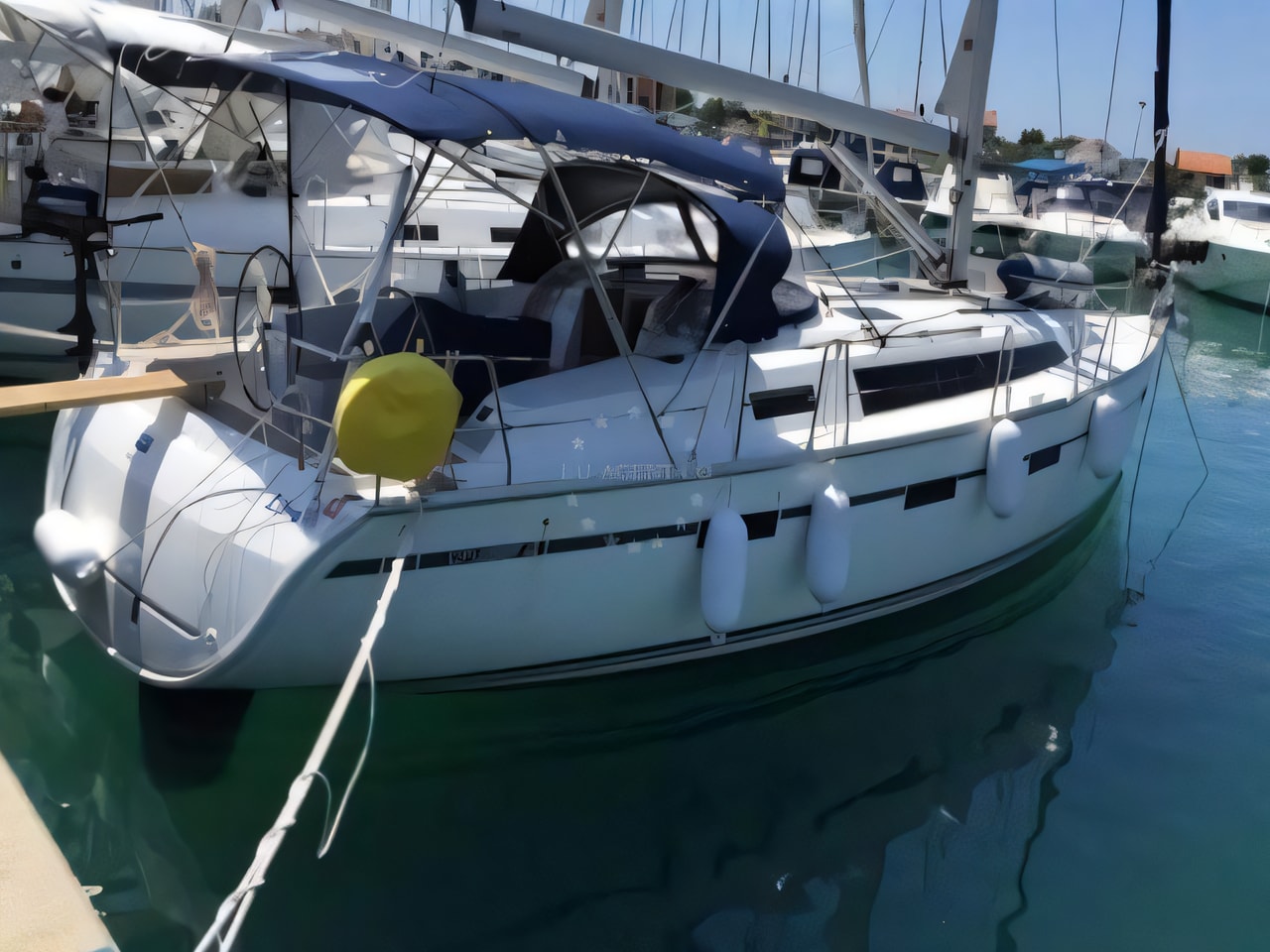 Exterior overview of Bavaria Cruiser 41 sail boat for charter from Sukosan Marina Dalmacija in the Kornati sailing area Croatia