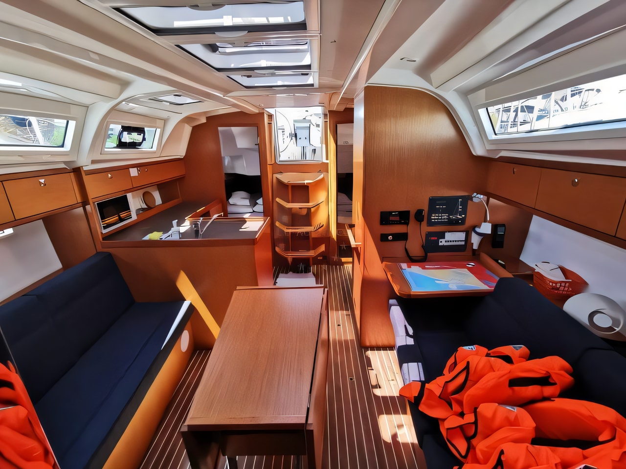 Layout of Bavaria Cruiser 37 sail boat with 3 cabins Croatia yacht charter