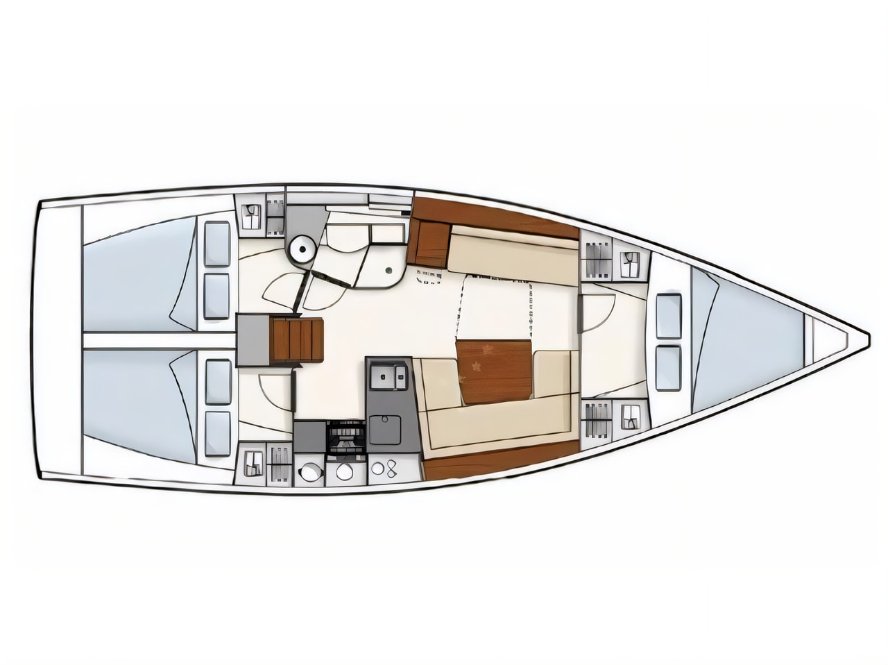Interior of Hanse 385 sail boat with 3 cabins Croatia yacht charter