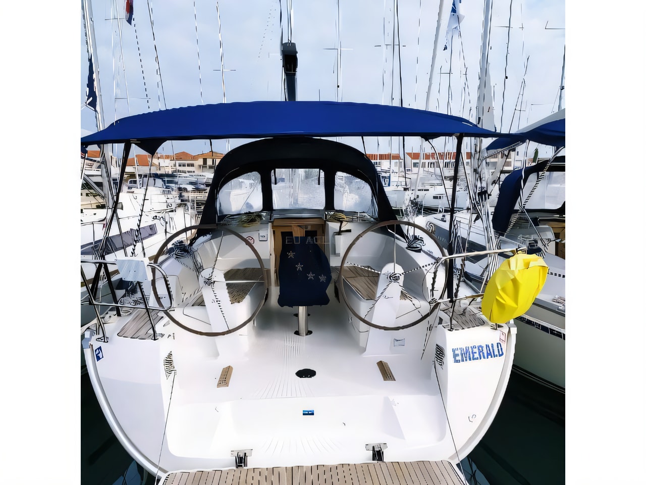 Exterior overview of Bavaria Cruiser 37 sail boat for charter from Pirovac Marina in the Kornati sailing area Croatia