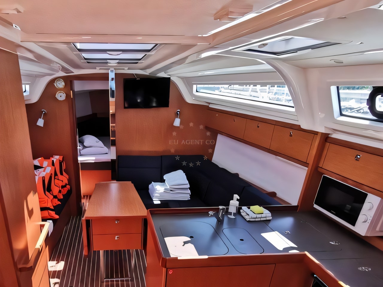 Layout of Bavaria Cruiser 37 sail boat with 3 cabins Croatia yacht charter