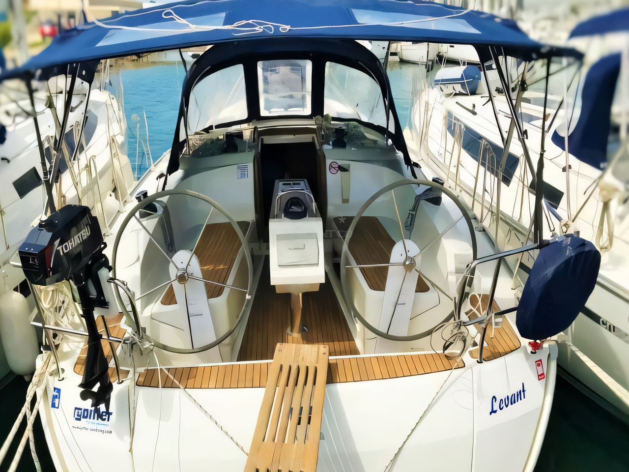 Exterior overview of Bavaria Cruiser 37 sail boat for charter from Sukosan Marina Dalmacija in the Kornati sailing area Croatia