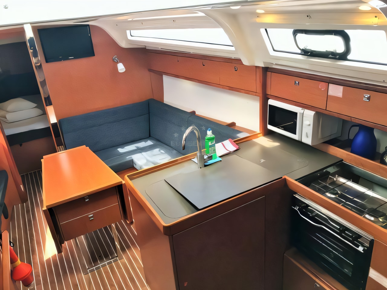Layout of Bavaria Cruiser 37 sail boat with 3 cabins Croatia yacht charter