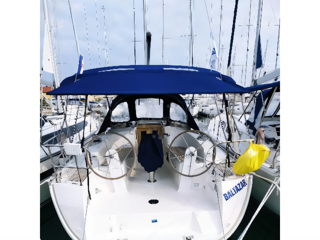 Exterior overview of Bavaria Cruiser 34 sail boat for charter from Pirovac Marina in the Kornati sailing area Croatia