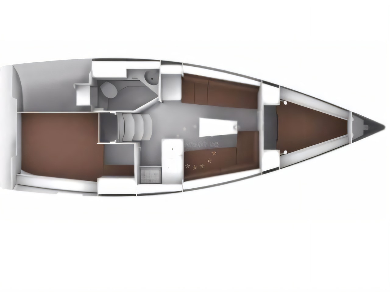 Interior of Bavaria Cruiser 34 sail boat with 2 cabins Croatia yacht charter