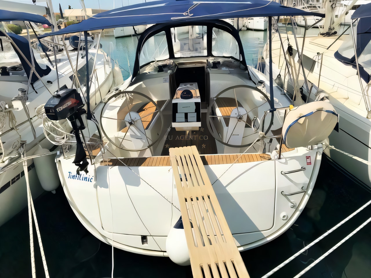 Exterior overview of Bavaria Cruiser 34 sail boat for charter from Sukosan Marina Dalmacija in the Kornati sailing area Croatia