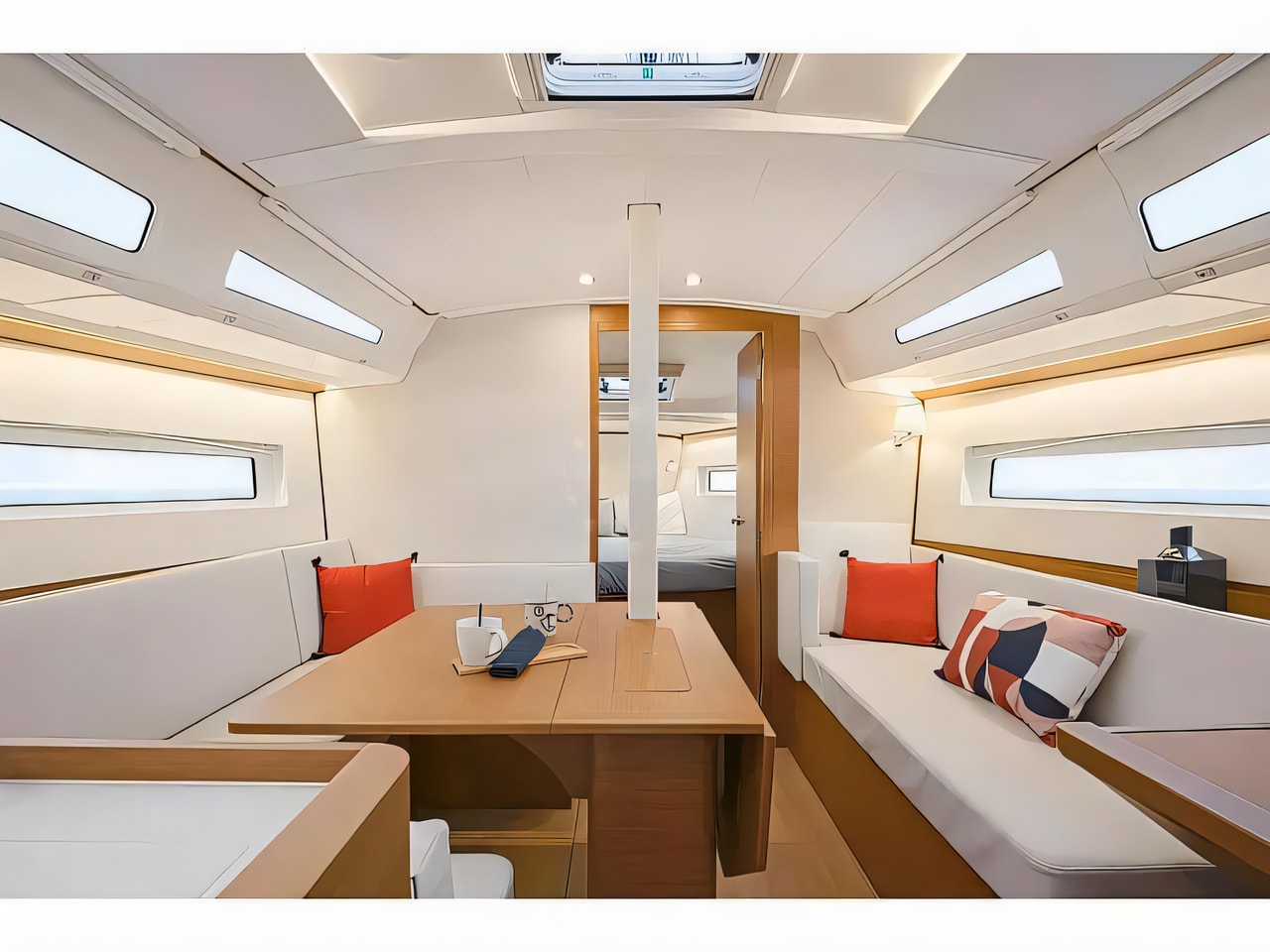 Layout of Sun Odyssey 380 sail boat with 3 cabins Croatia yacht charter