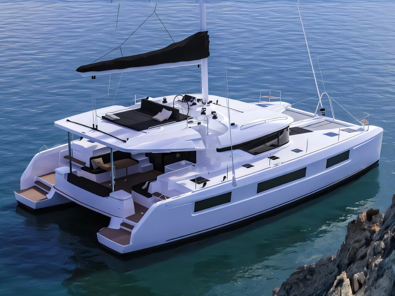Exterior overview of Lagoon 50 catamaran for charter from Sukosan Marina Dalmacija in the Zadar sailing area Croatia