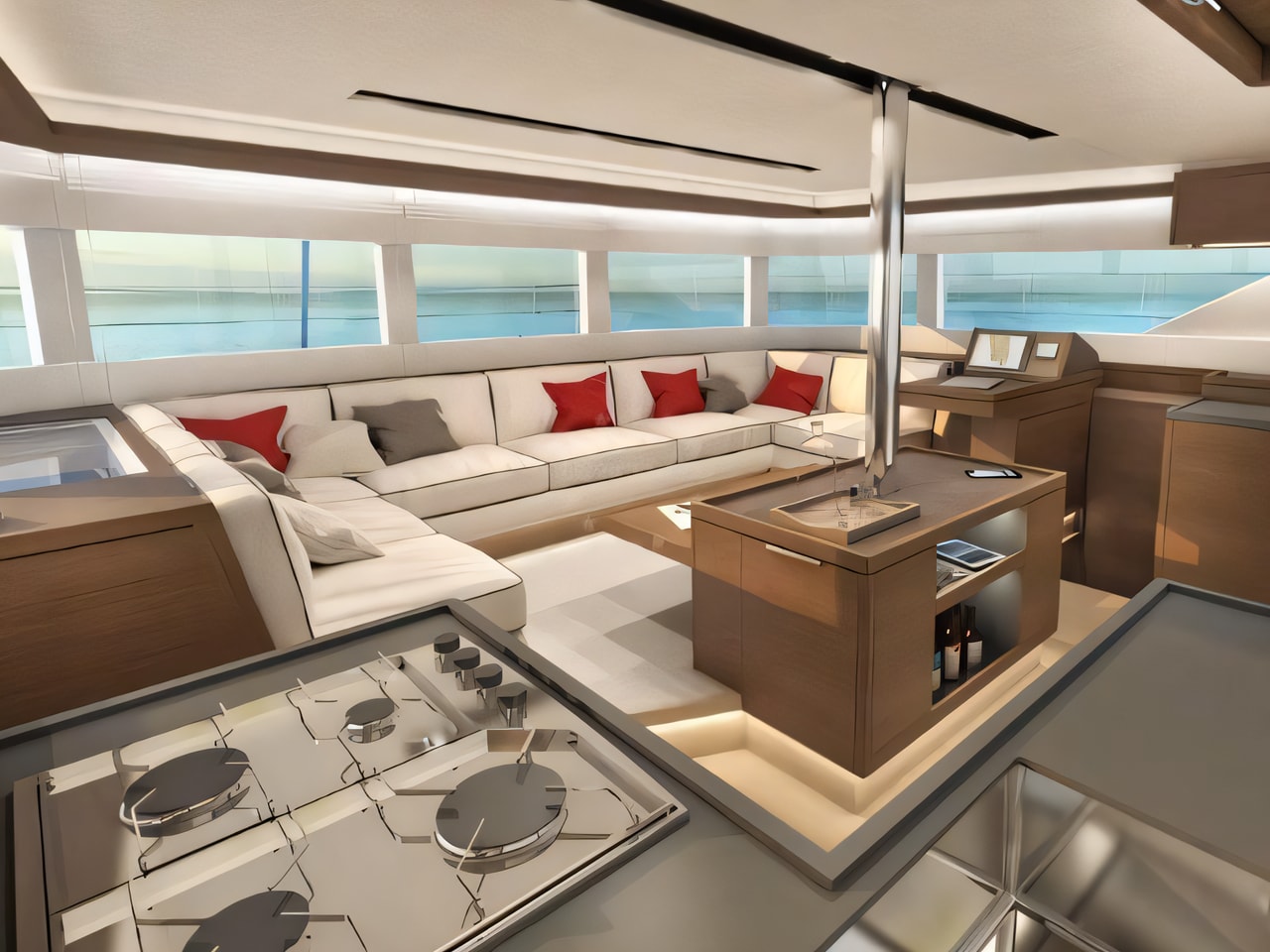 Layout of Lagoon 50 catamaran with 7 cabins Croatia yacht charter