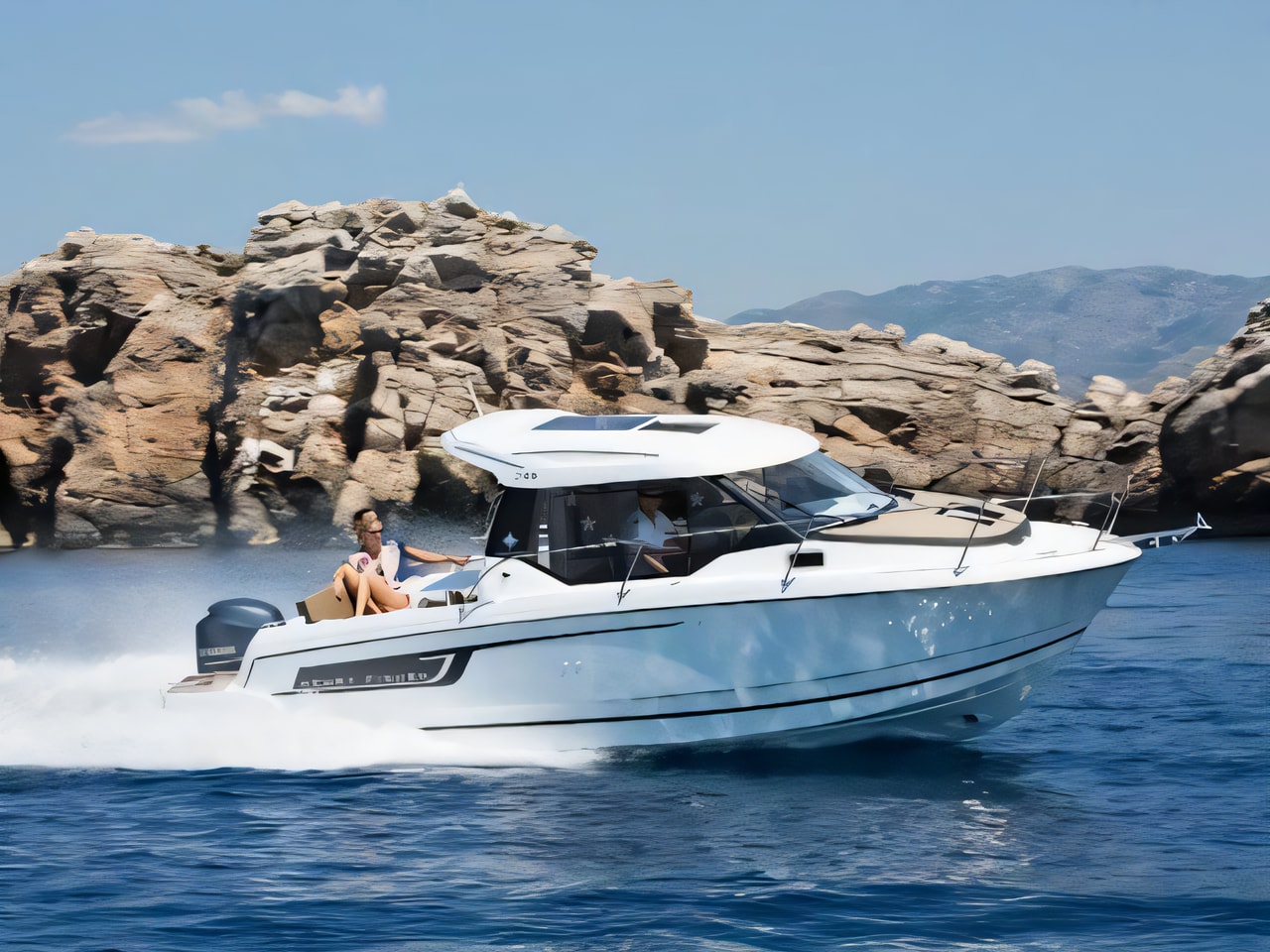 Exterior overview of Merry Fisher 795 motor boat for charter from Biograd Marina Kornati in the Kornati sailing area Croatia