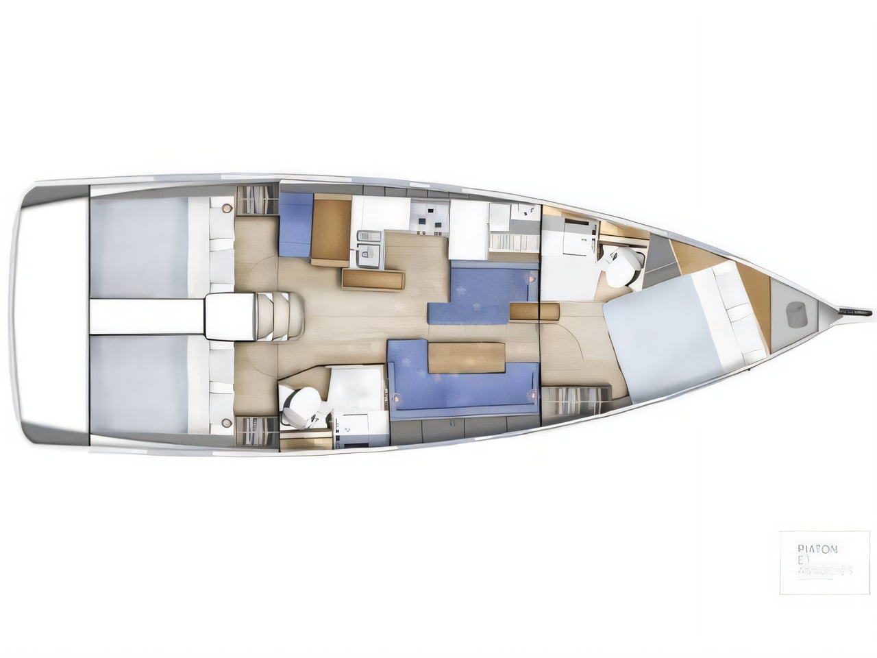 Interior of Sun Odyssey 410 sail boat with 3 cabins Croatia yacht charter
