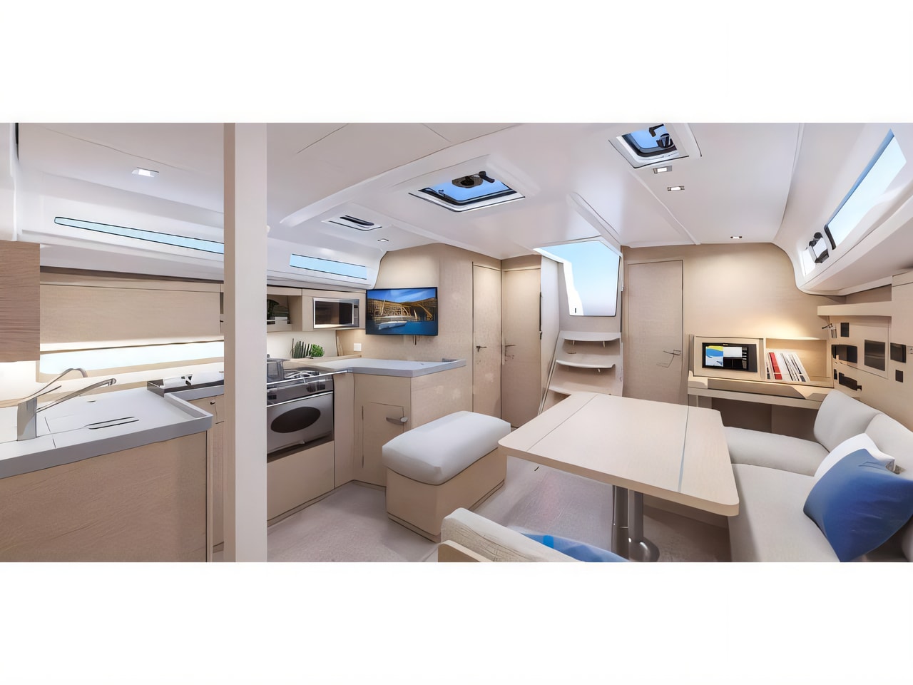 Layout of Oceanis 40.1 sail boat with 3 cabins Croatia yacht charter