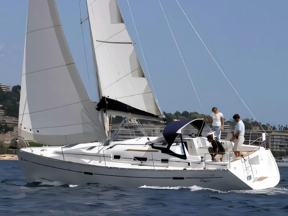 Exterior overview of Oceanis 343 sail boat for charter from Trogir ACI Marina in the Split sailing area Croatia