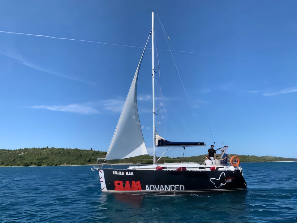 Exterior overview of Janmor 32 sail boat for charter from Pirovac in the Sibenik sailing area Croatia