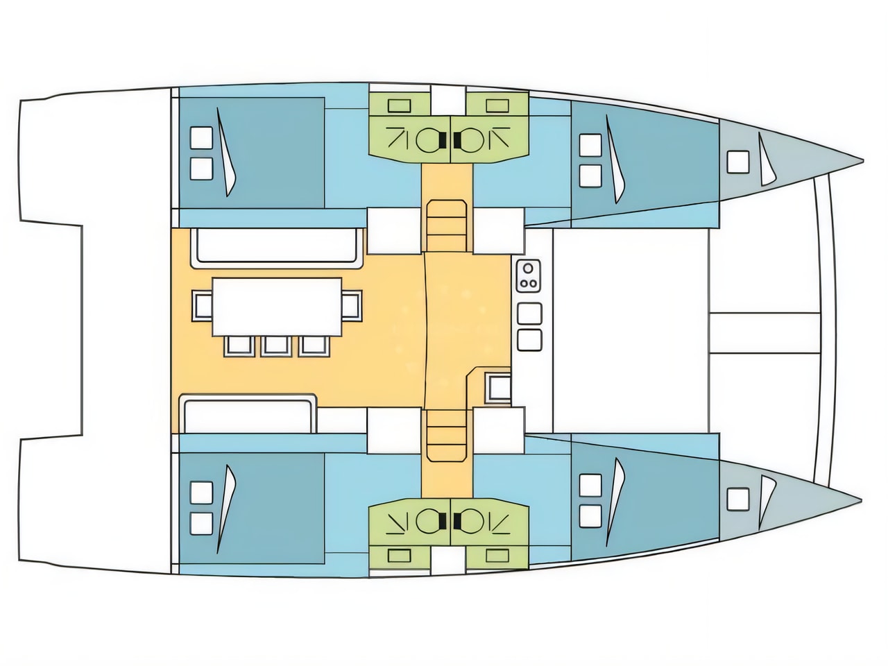 Interior of Bali 4.0 catamaran with 6 cabins Croatia yacht charter