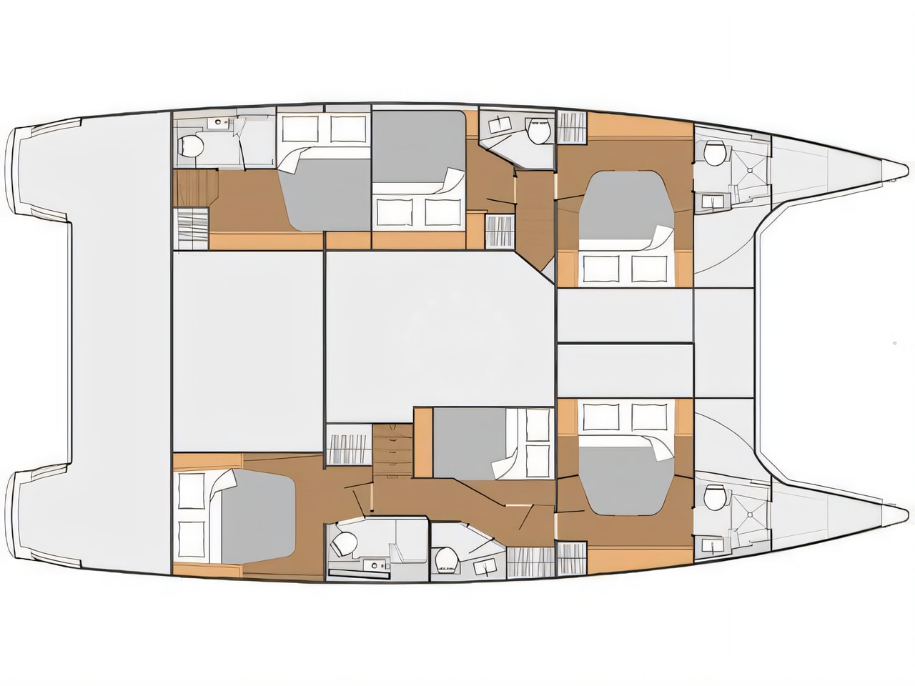Interior of Saba 50 catamaran with 6 cabins Croatia yacht charter