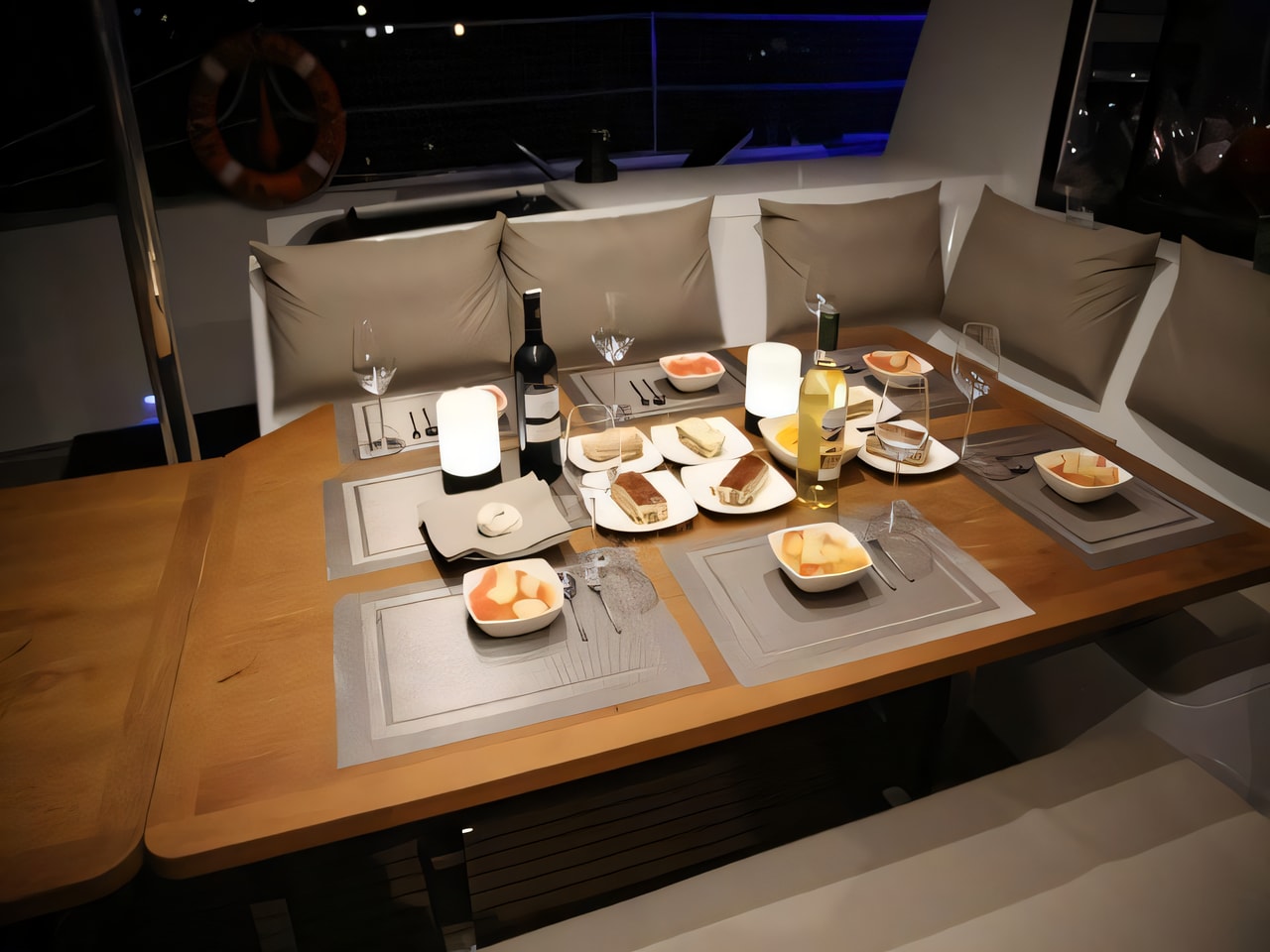 Layout of Saba 50 catamaran with 6 cabins Croatia yacht charter