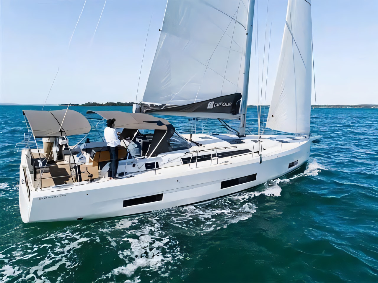 Exterior overview of Dufour 470 GL sail boat for charter from Sibenik Marina Mandalina in the Kornati sailing area Croatia