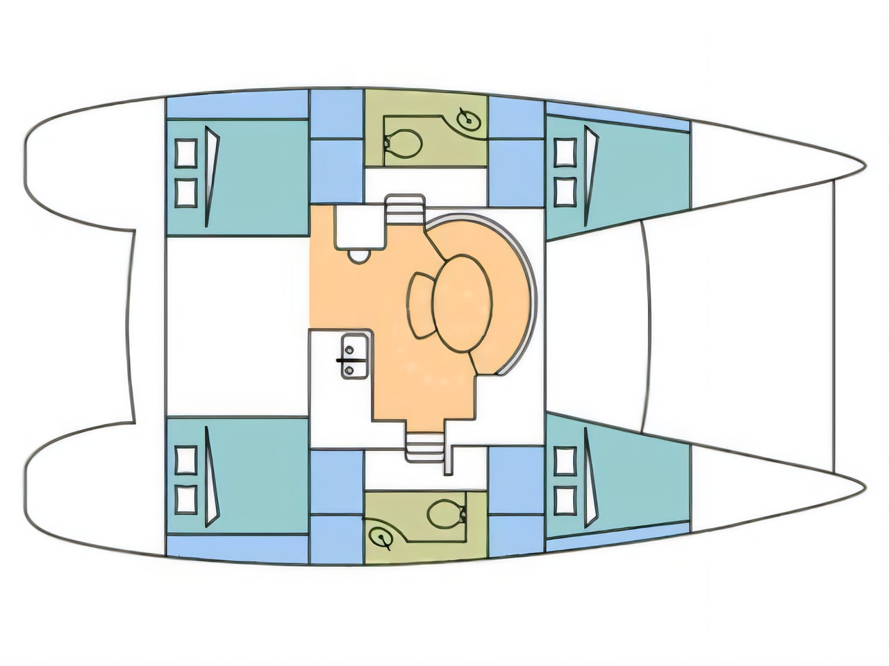 Interior of Lagoon 380 catamaran with 4 cabins Croatia yacht charter