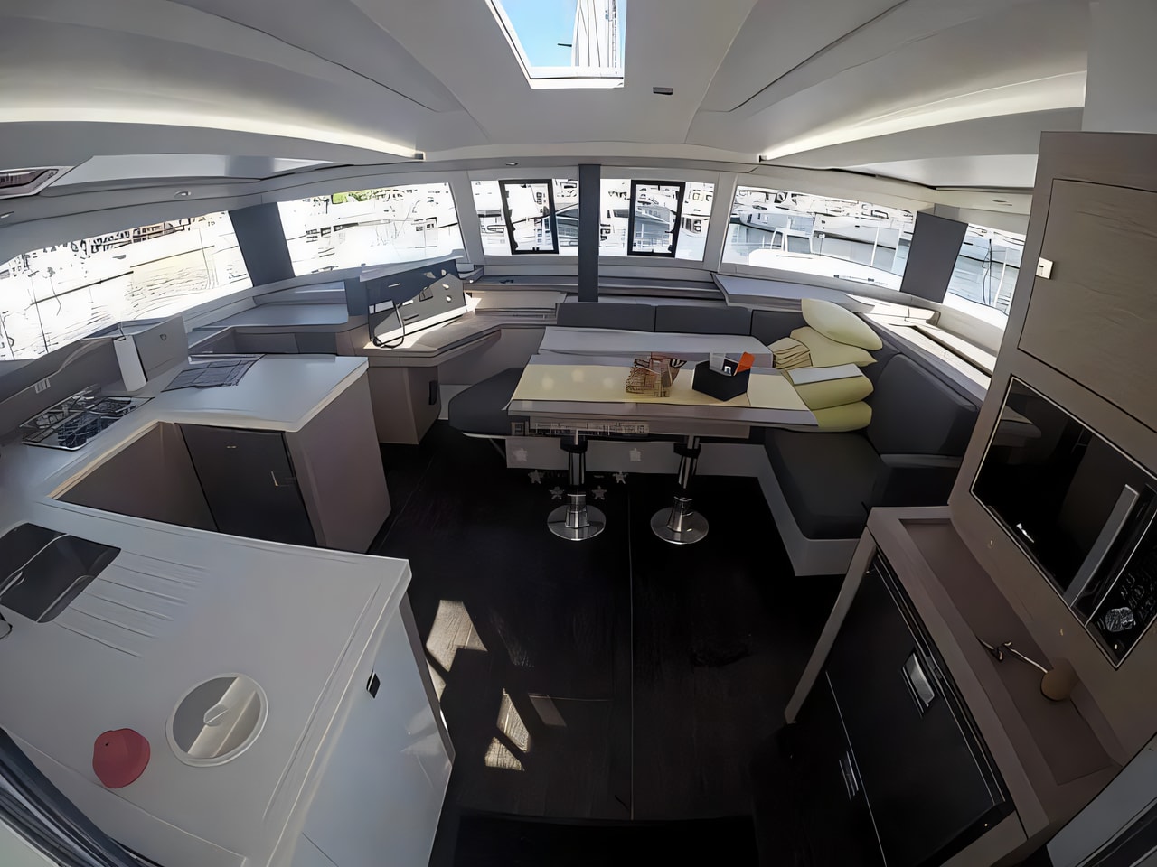 Layout of Fountaine Pajot Astrea 42 catamaran with 6 cabins Croatia yacht charter