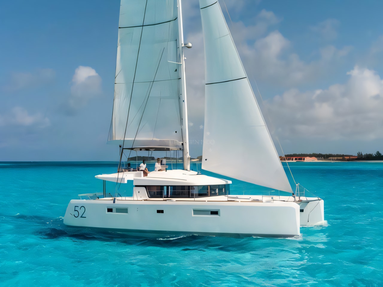 Exterior overview of Lagoon 52F catamaran for charter from Seget Donji Marina Baotic in the Split sailing area Croatia