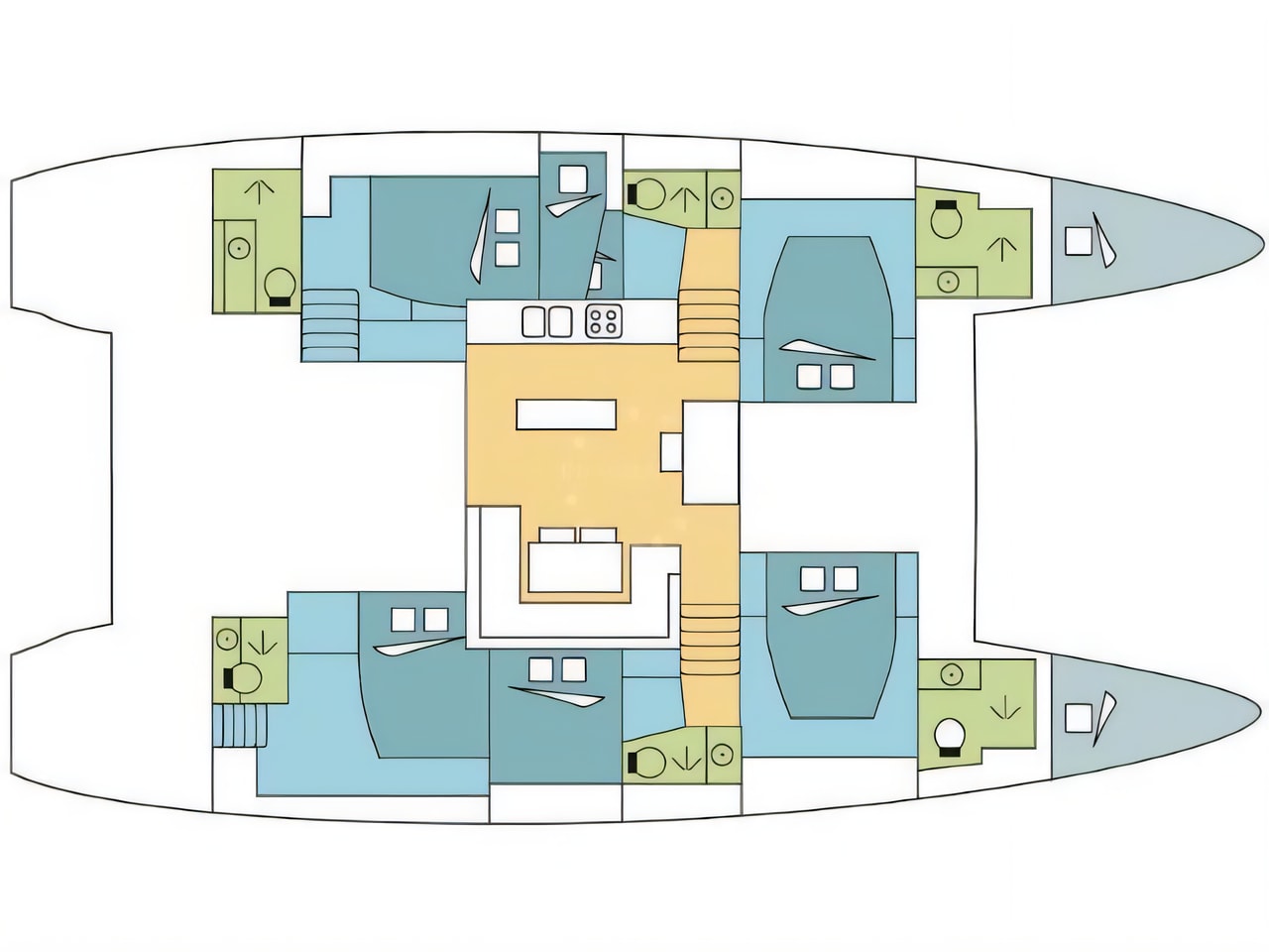Interior of Lagoon 52F catamaran with 5 cabins Croatia yacht charter