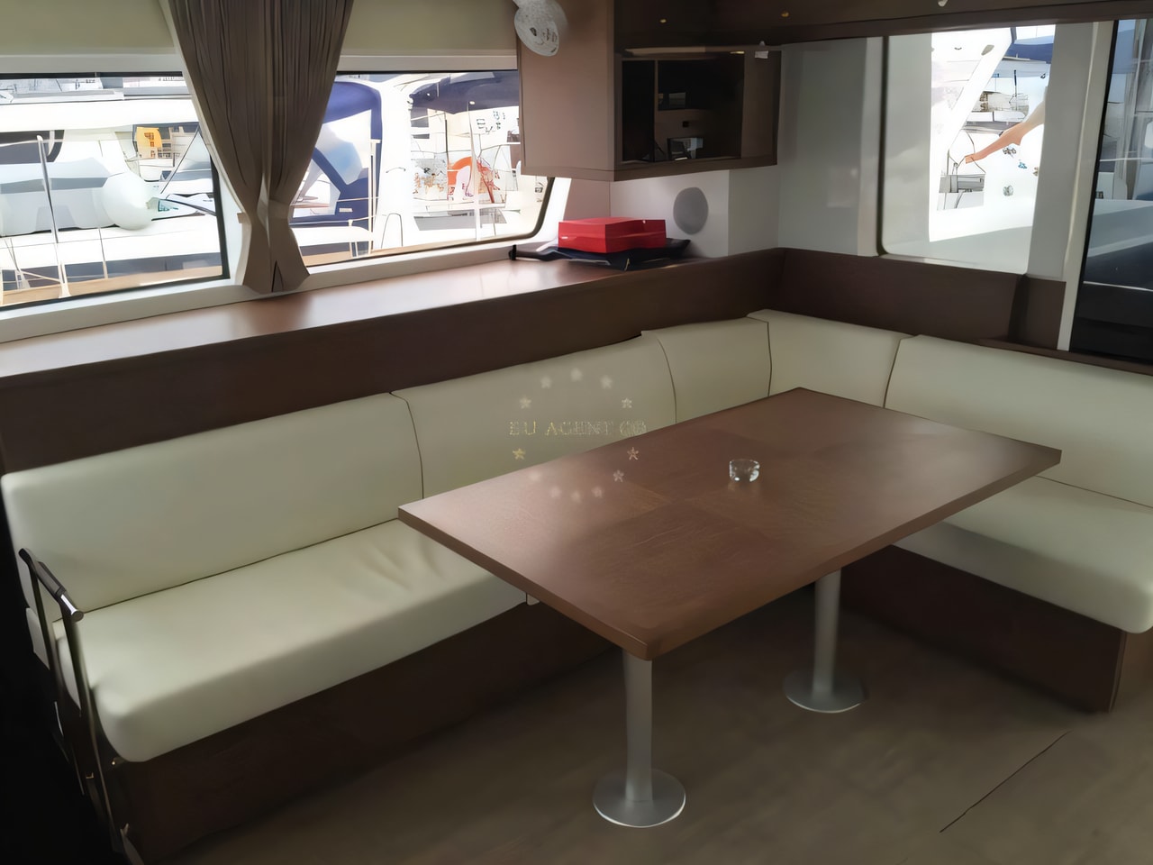 Layout of Lagoon 52F catamaran with 5 cabins Croatia yacht charter