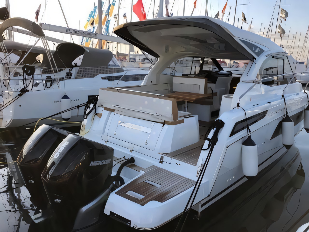 Exterior overview of Leader 33 motoryacht for charter from Zadar Marina Zadar in the Zadar sailing area Croatia
