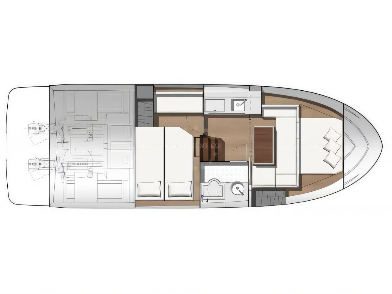 Interior of Leader 33 motoryacht with 2 cabins Croatia yacht charter