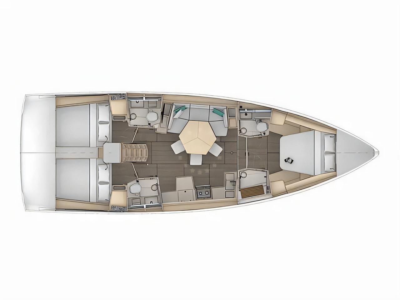Interior of Dufour 44 sail boat with 3 cabins Croatia yacht charter
