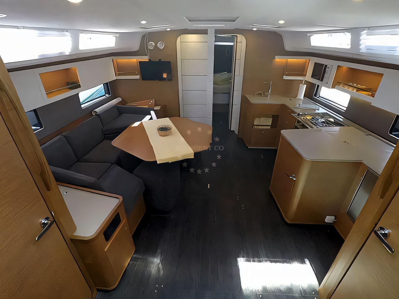 Layout of Dufour 44 sail boat with 3 cabins Croatia yacht charter
