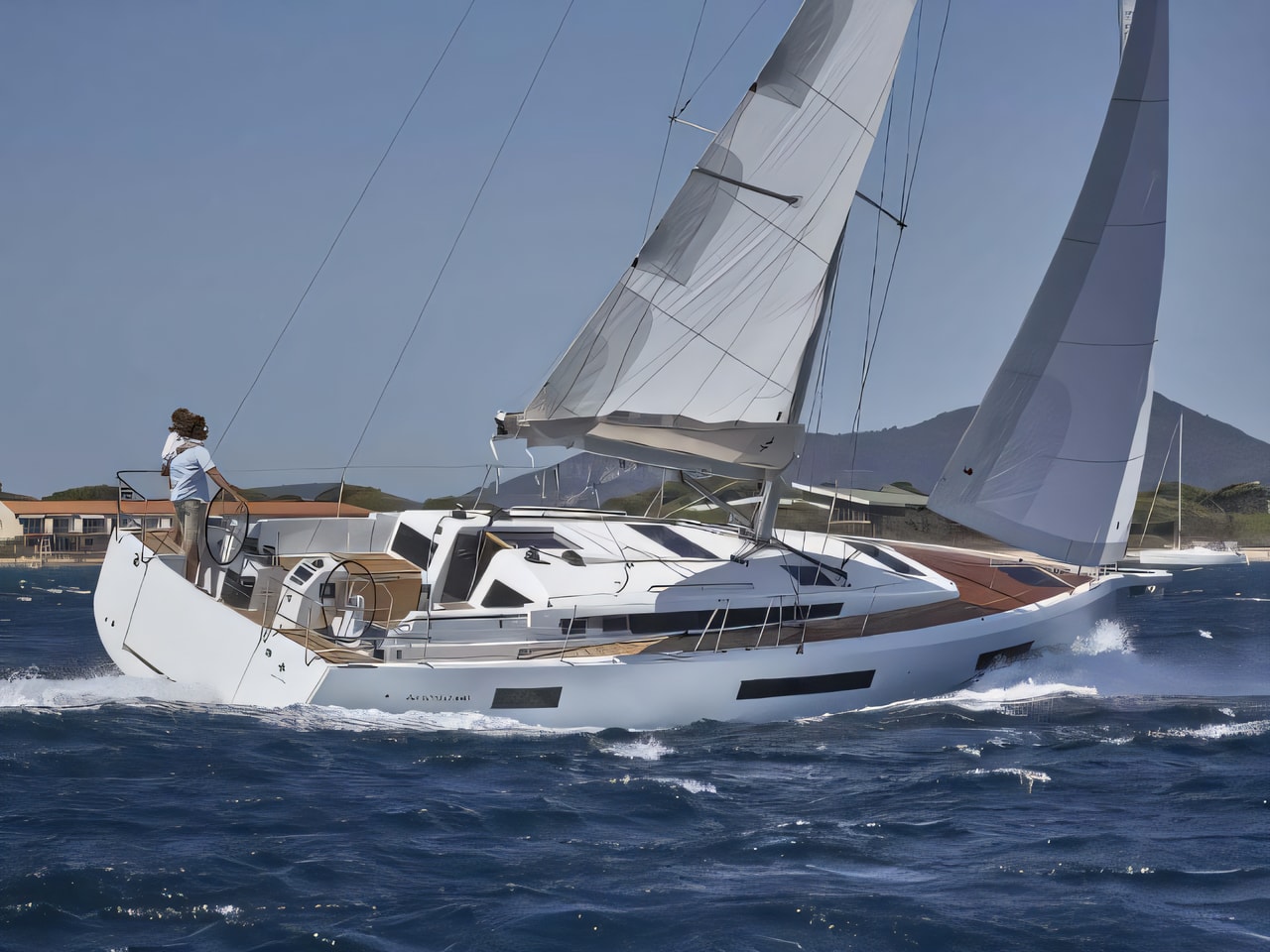 Exterior overview of Sun Odyssey 440 sail boat for charter from Seget Donji Marina Baotic in the Split sailing area Croatia