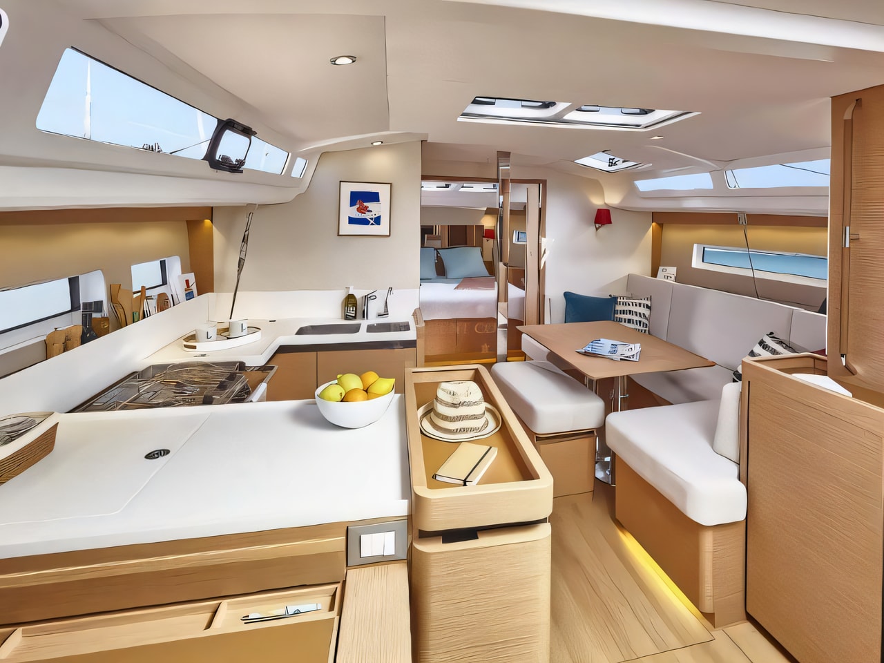 Layout of Sun Odyssey 440 sail boat with 3 cabins Croatia yacht charter