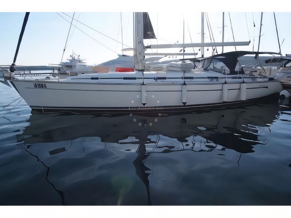 Exterior overview of Bavaria 49 sail boat for charter from Krk Marina Punat in the Istria / Kvarner sailing area Croatia