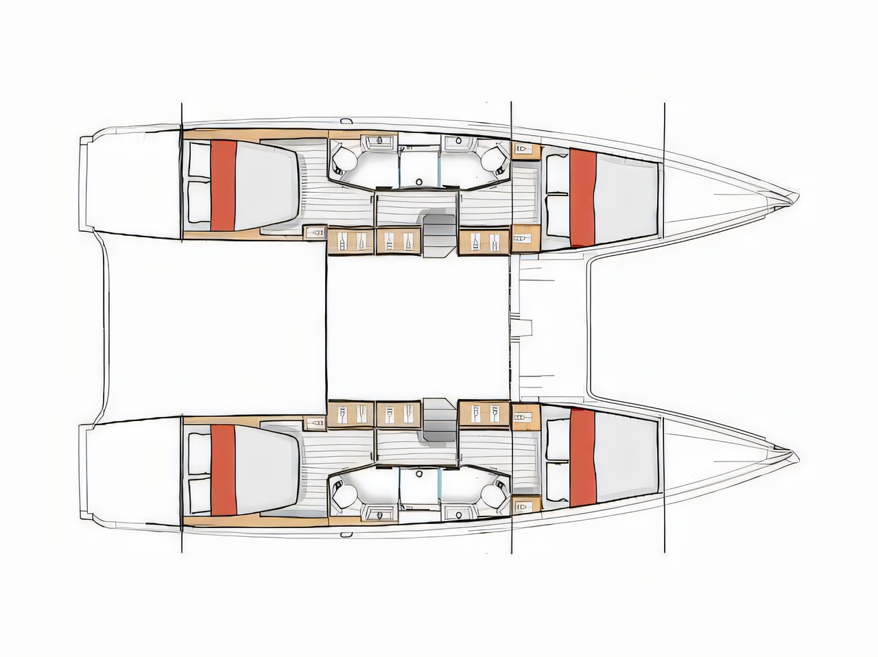 Interior of Excess 13 catamaran with 6 cabins Croatia yacht charter
