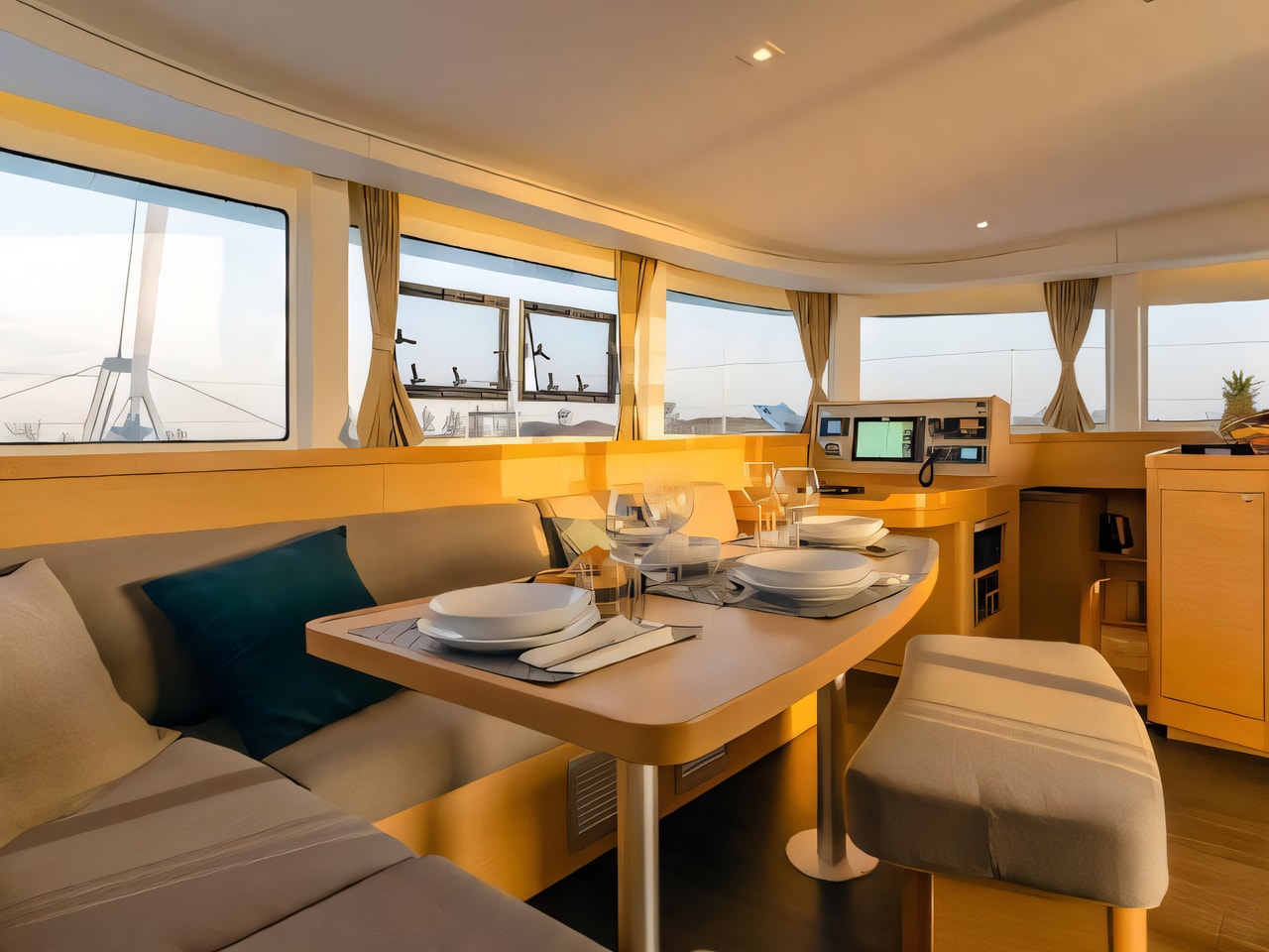 Layout of Lagoon 42 Owner version catamaran with 3 cabins Croatia yacht charter