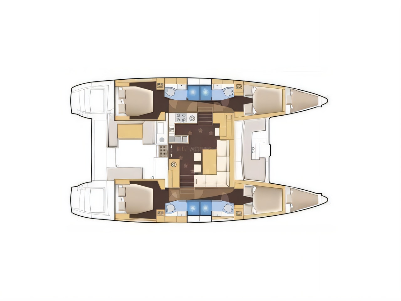 Interior of Lagoon 450 Sport catamaran with 6 cabins Croatia yacht charter