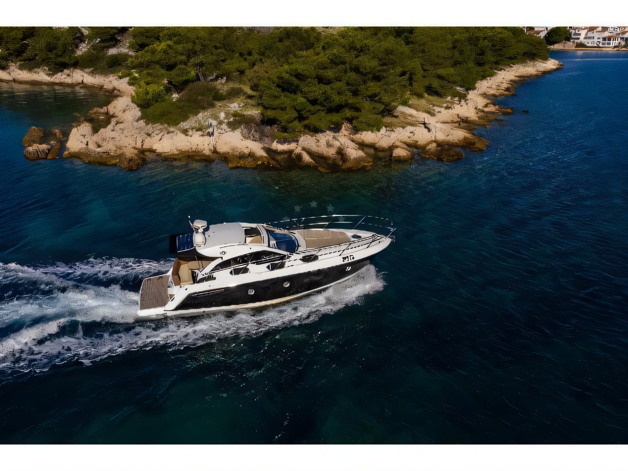 Exterior overview of Sessa C35 motor boat for charter from Tribunj in the Sibenik sailing area Croatia