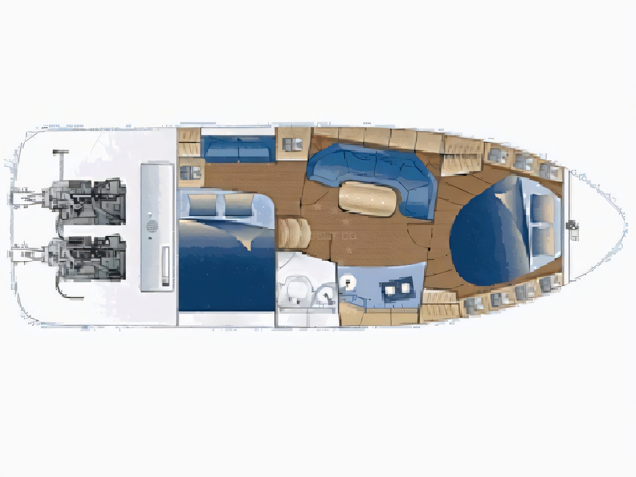 Interior of Bavaria 300 motor boat with 2 cabins Croatia yacht charter