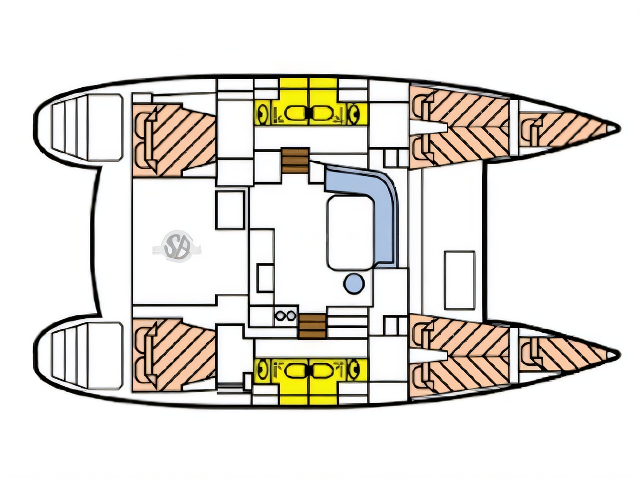 Interior of Lagoon 400 S2 catamaran with 6 cabins Croatia yacht charter