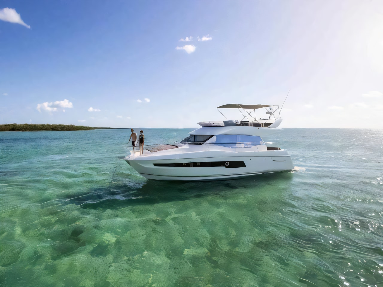 Exterior overview of Prestige 460 motoryacht for charter from Biograd Kornati in the Zadar sailing area Croatia