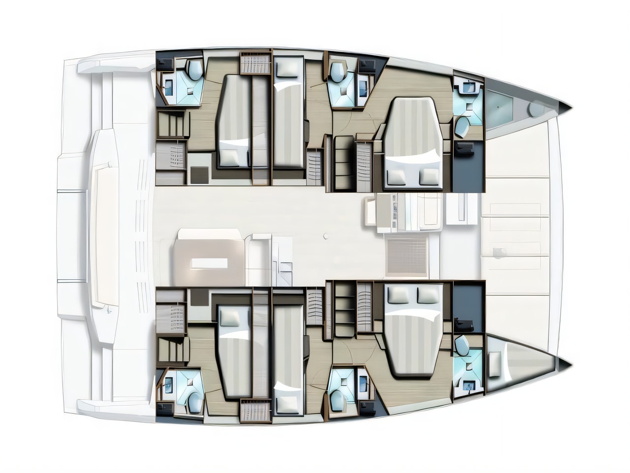 Interior of Bali 4.8 catamaran with 6 cabins Croatia yacht charter