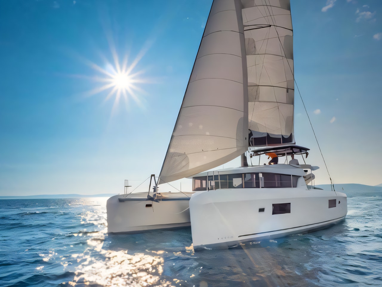 Exterior overview of Lagoon 42 catamaran for charter from Split ACI Marina in the Split sailing area Croatia