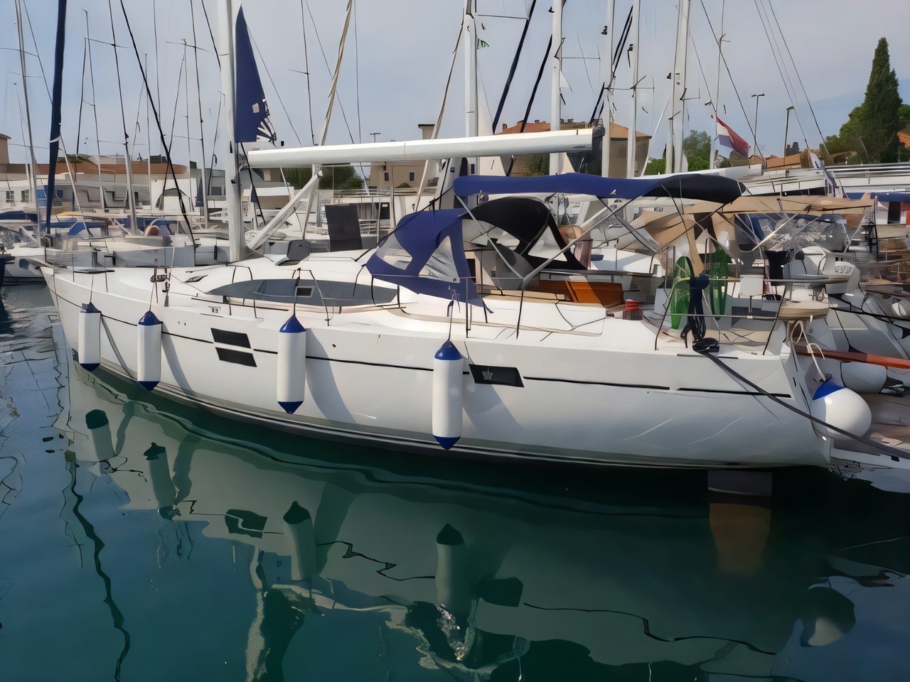 Exterior overview of Elan 494 Impression sail boat for charter from Vinodolski Novi Marina in the Istria / Kvarner sailing area Croatia