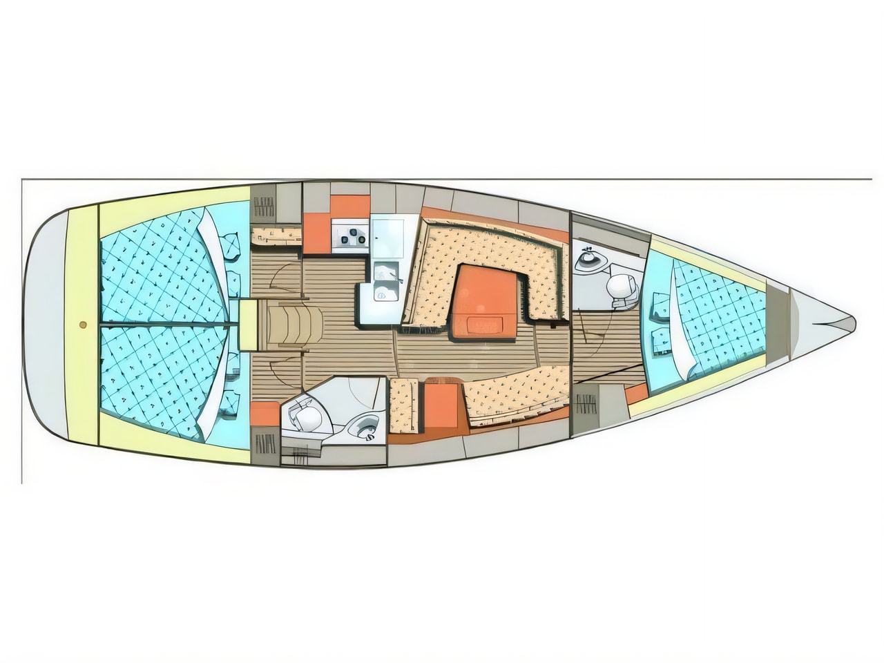 Interior of Elan 40 Impression sail boat with 3 cabins Croatia yacht charter