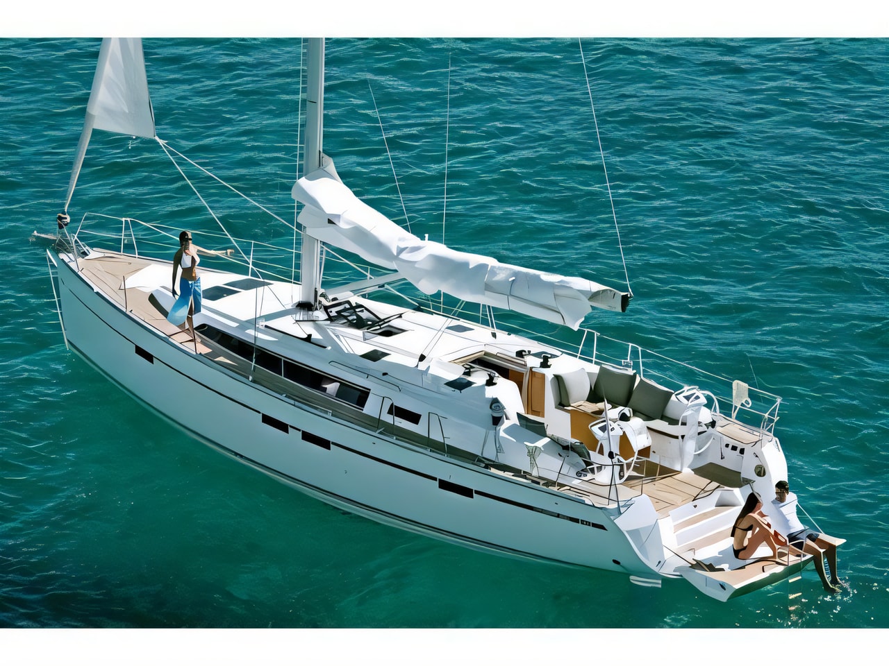 Exterior overview of Bavaria 46 Cruiser sail boat for charter from Seget Donji Marina Baotic in the Split sailing area Croatia