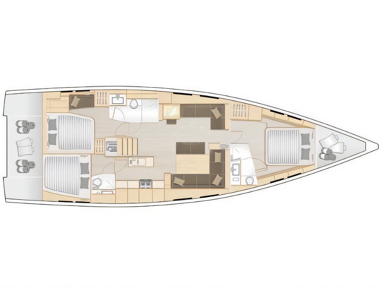 Interior of Hanse 548 sail boat with 5 cabins Croatia yacht charter