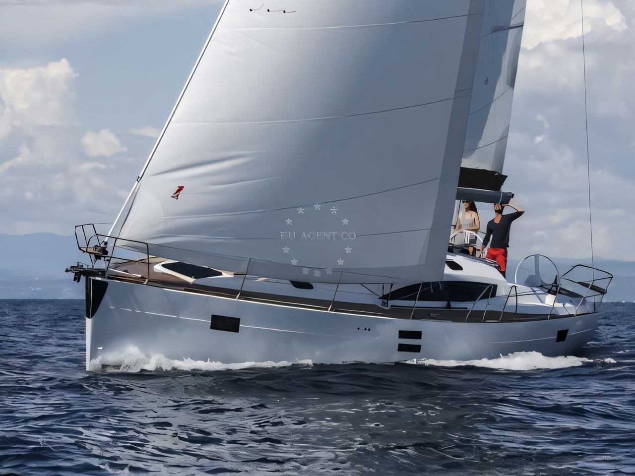 Exterior overview of Elan Impression 45.1 sail boat for charter from Pirovac in the Sibenik sailing area Croatia