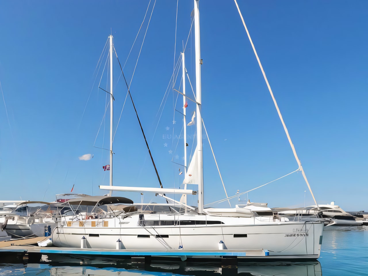 Exterior overview of Bavaria Cruiser 46 sail boat for charter from Zadar Marina Zadar in the Zadar sailing area Croatia