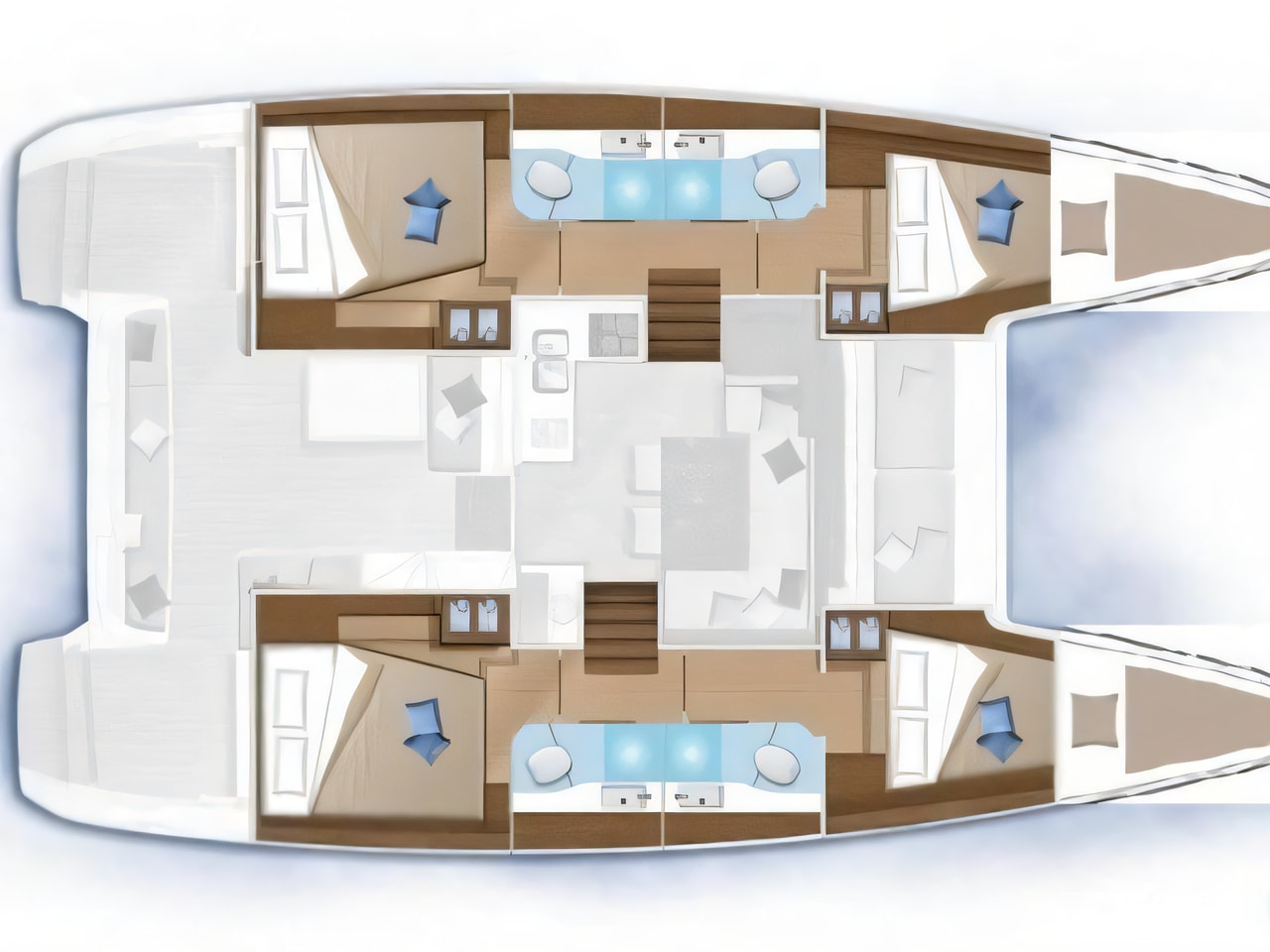 Interior of Lagoon 40 catamaran with 6 cabins Croatia yacht charter